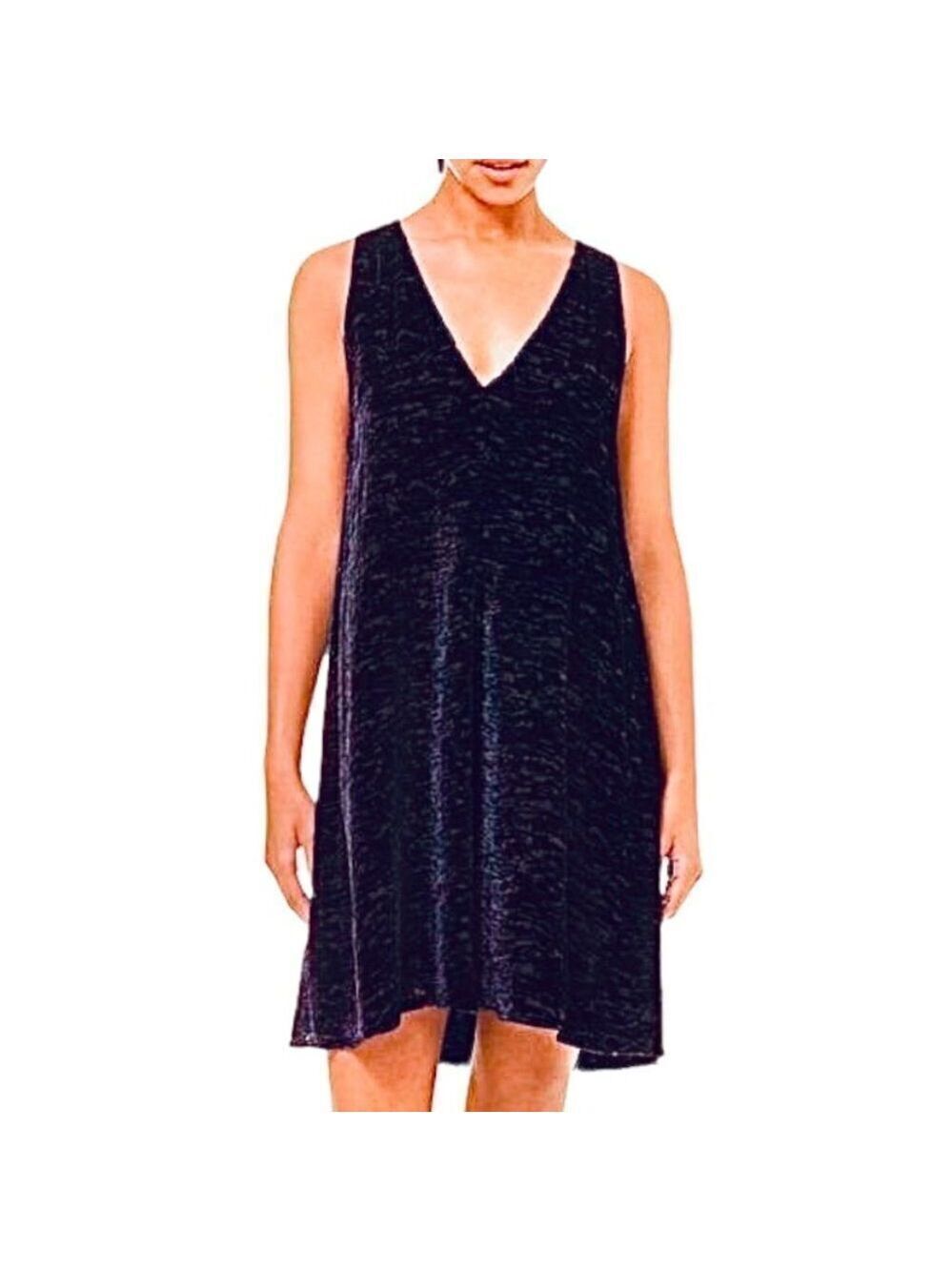 ** Wilfred Jesse Burnout Crushed Velvet On Silk Swing Dress Size S in Midnight - Picture 2 of 7